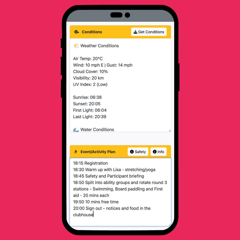 Training Session Risk Assessment Conditions