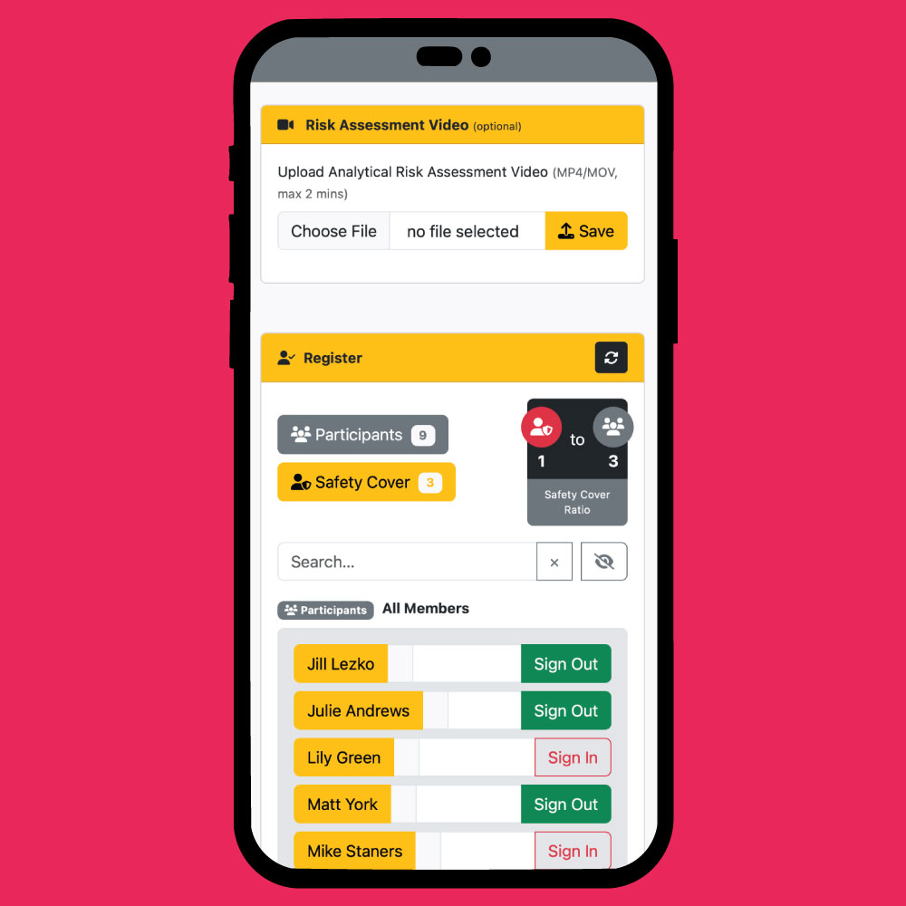Training Session Risk Assessment Register